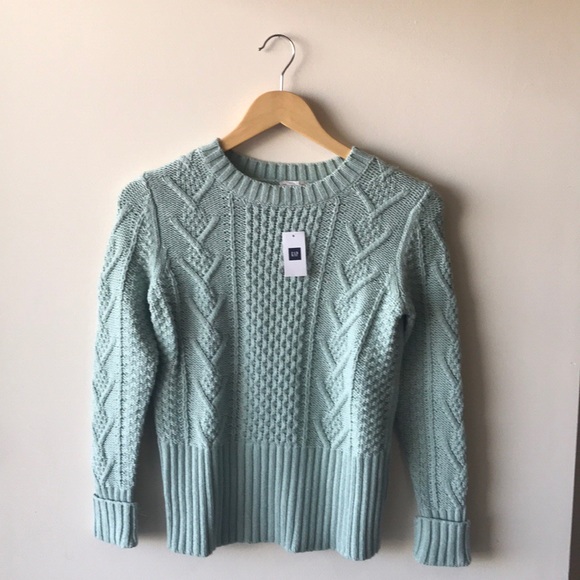 Gap Cable-knit Crewneck Turquoise Sweater - Picture 1 of 4